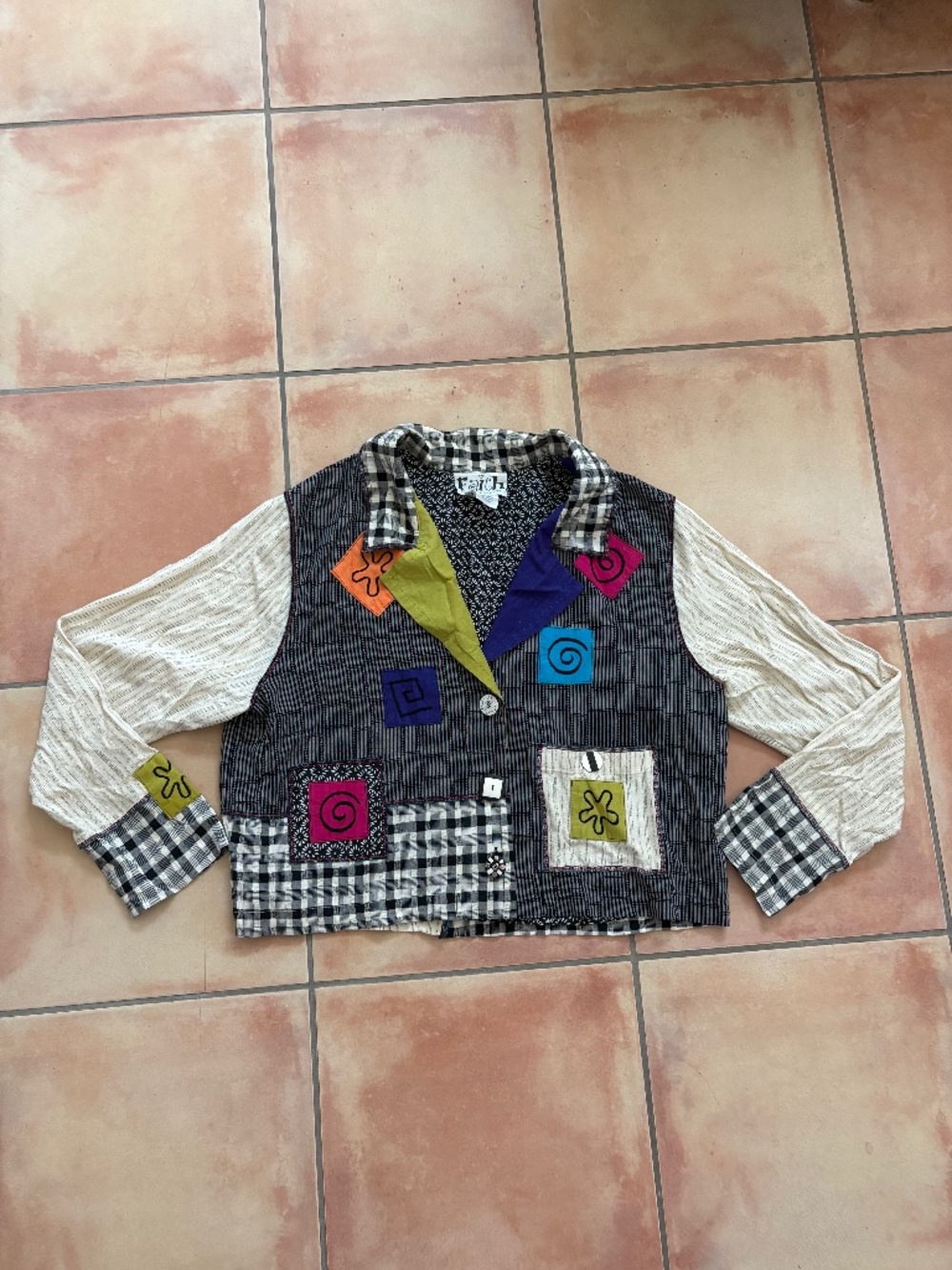 Fabulous Vintage Faith by Celia Forrester Women's Patchwork Jacket Size L